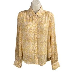 Evereve Button Down Shirt Womens Small Sheer Abstract Boho Chic Feminine Office